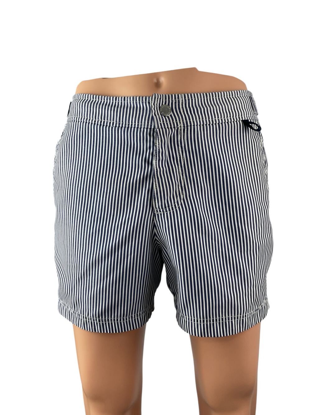 Abercrombie & Fitch Women's Blue White Stripe High Waisted Bermuda Shorts Size S